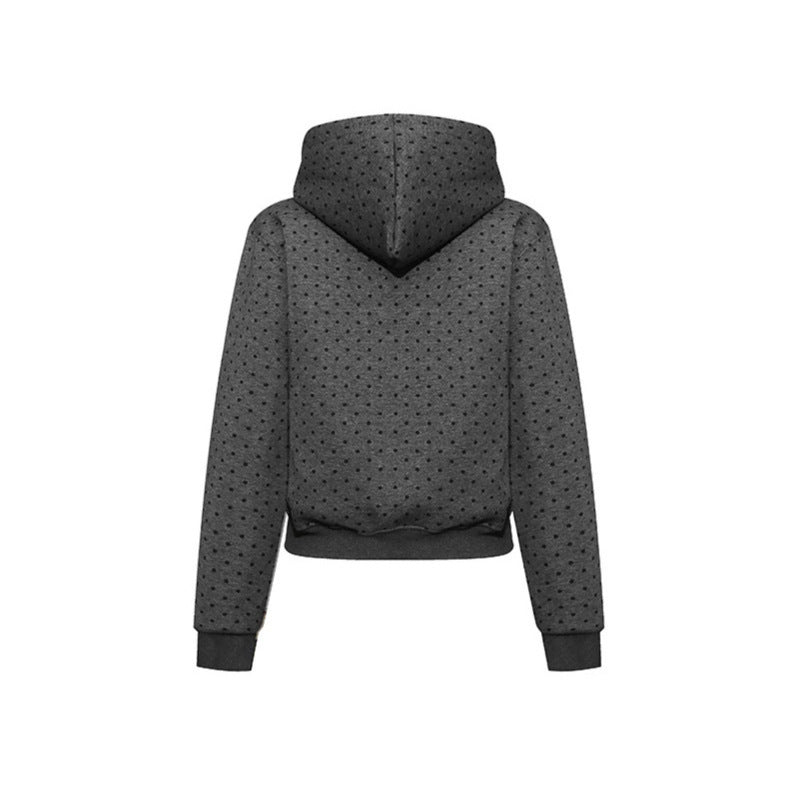 Damen Kapuzenpullover mit Polka-Dot, College-Print und geripptem Saum Shop Nory