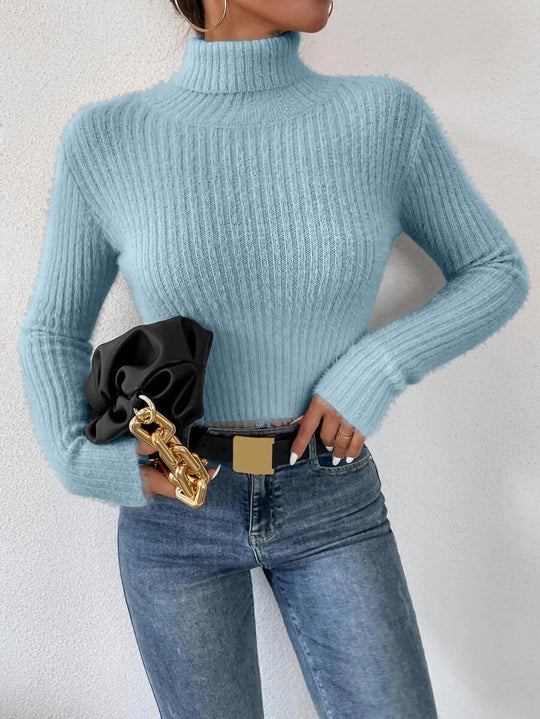 Damen Kurzer Rippstrick-Rollkragenpullover mit flauschiger Mohair‑Optik Shop Nory