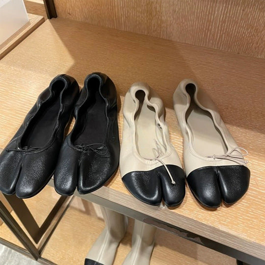 Damen Ballerinas mit abgerundetem Zehenbereich und schnürbarem Detail