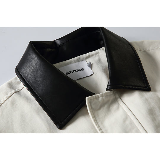 Herren Kurz geschnittene Boxy‑Blousonjacke mit Lederimitat‑Kragen, Tunnelzugsaum und Druckknopfmanschetten Shop Nory