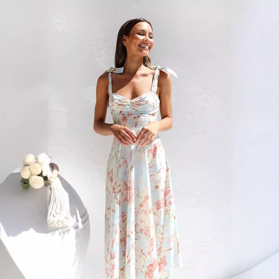 Damen Sommerliches Blumenkleid mit elegantem Spaghettiträger-Design
