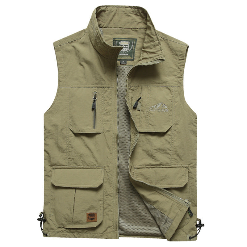 Herren Outdoor-Utility-Weste mit Mehrfach-Taschen, Reißverschluss und Mesh-Futter Shop Nory
