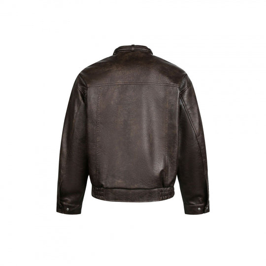 Herren Lederjacke im Bomberstil mit Stehkragen und elastischem Saum Shop Nory