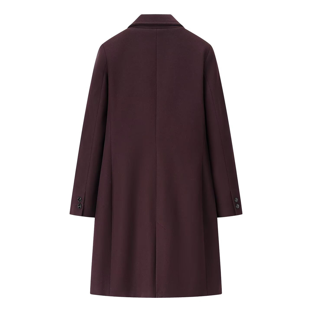 Damen Eleganter Longline-Wollmixmantel mit Reverskragen und Leistentaschen Shop Nory