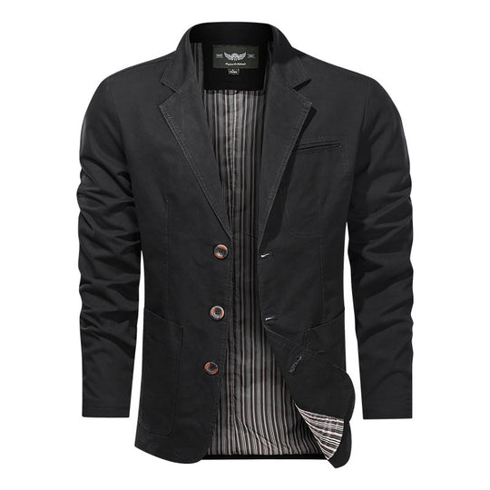Herren legeres Baumwollblazer-Sakko mit klassischer Knopffront und aufgesetzten Taschen Shop Nory