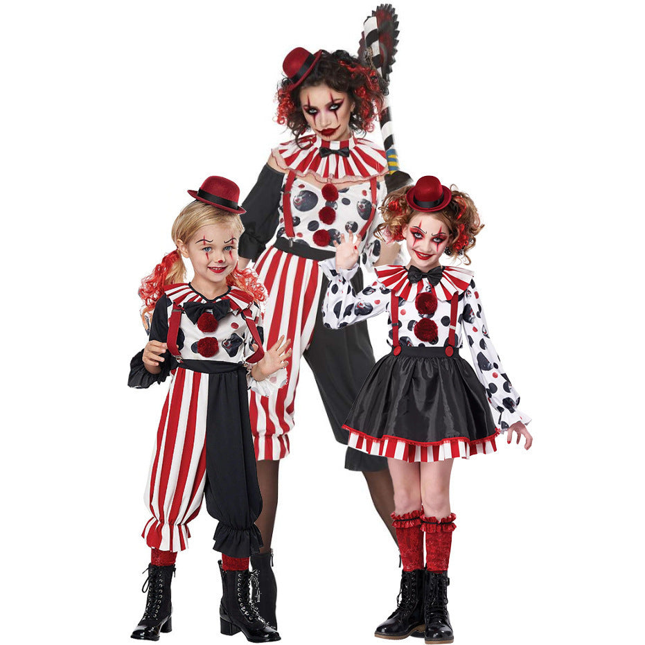 Mädchen Clown-Kostüm mit gestreiftem Overall und lustigen Accessoires Shop Nory