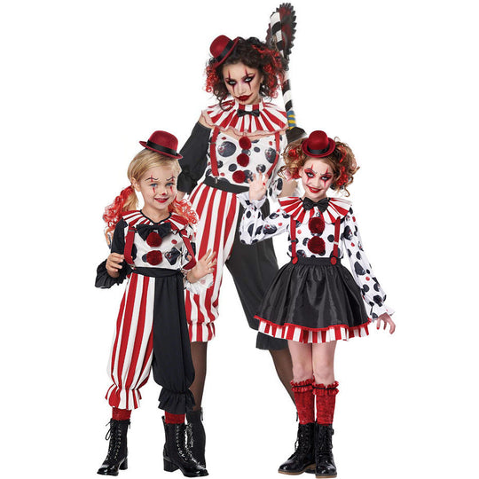 Mädchen Clown-Kostüm mit gestreiftem Overall und lustigen Accessoires Shop Nory
