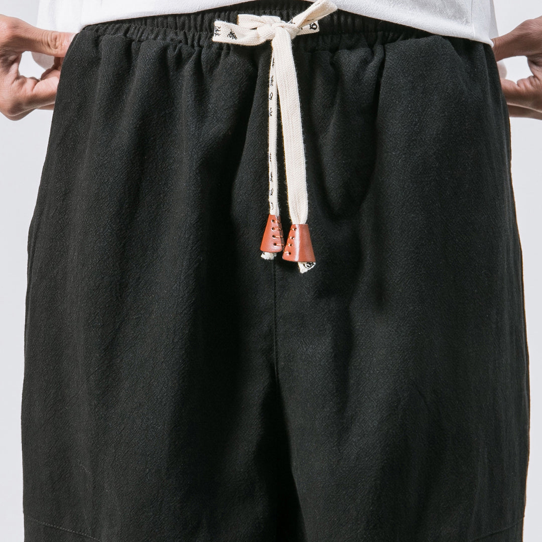 Herren relaxed Fit Leinen-Jogger mit Tunnelzug, eingesetzten Knieteilen und elastischen Bündchen Shop Nory