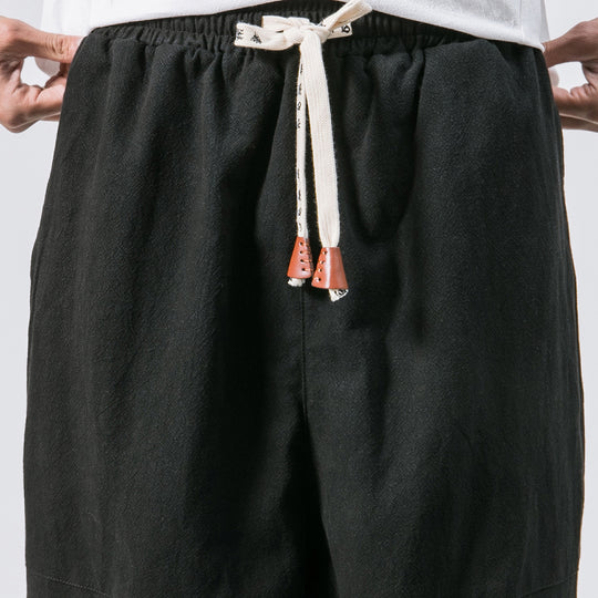 Herren relaxed Fit Leinen-Jogger mit Tunnelzug, eingesetzten Knieteilen und elastischen Bündchen Shop Nory