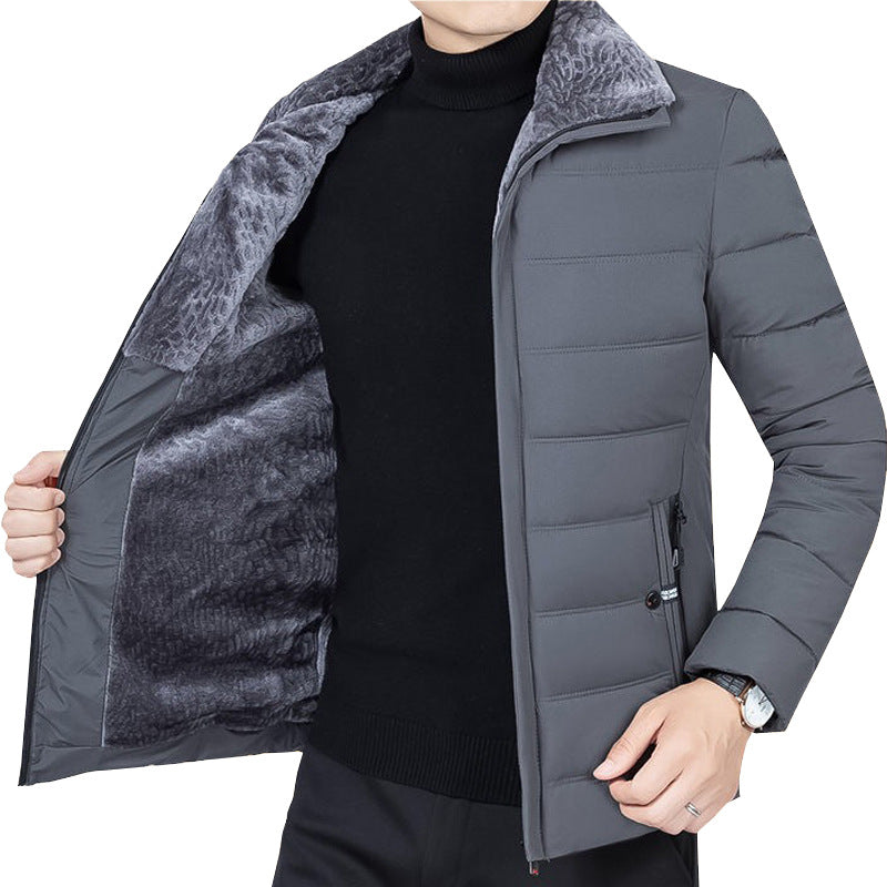 Herren Wattierte Winterjacke mit weichem Plüschfutter, Stehkragen und schmaler Steppung Shop Nory
