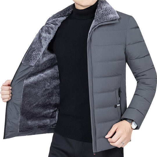 Herren Wattierte Winterjacke mit weichem Plüschfutter, Stehkragen und schmaler Steppung Shop Nory