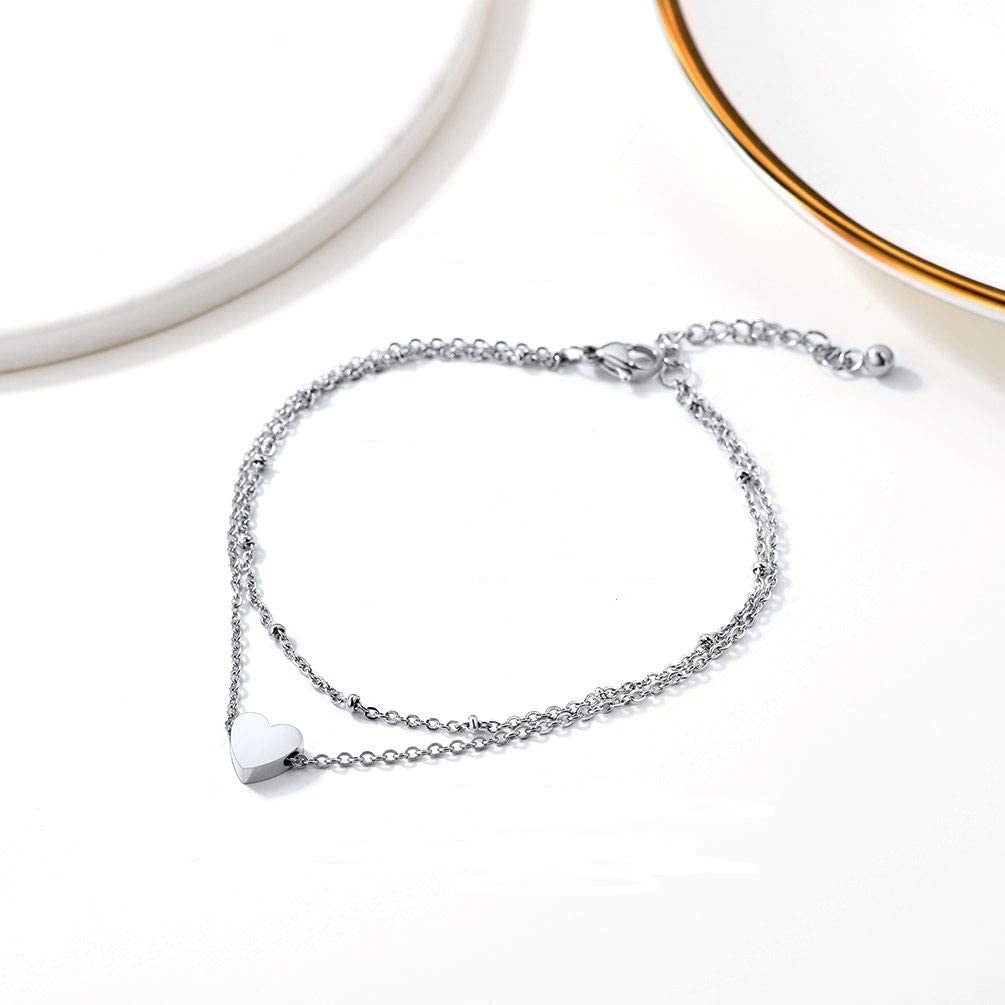 Damen Fußkettchen mit herzförmigen Anhängern und filigranem Design Shop Nory