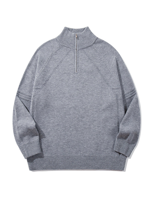 Unisex Halfzip-Strickpullover mit hohem Rippkragen und Raglanärmeln Shop Nory