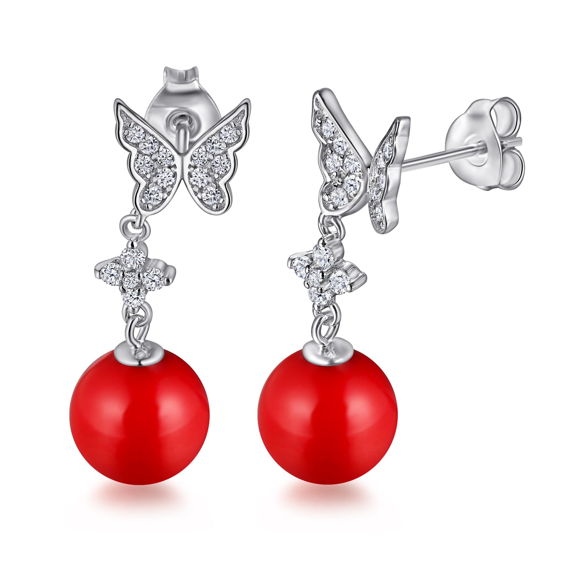 Damenohrringe mit Schmetterlingsdesign und funkelnden Zirkonia Shop Nory