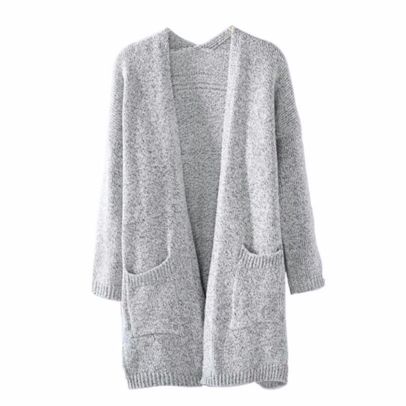 Damen Langstrickjacke mit offenen Ärmeln und praktischen Taschen