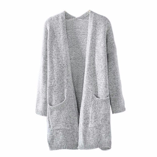 Damen Langstrickjacke mit offenen Ärmeln und praktischen Taschen
