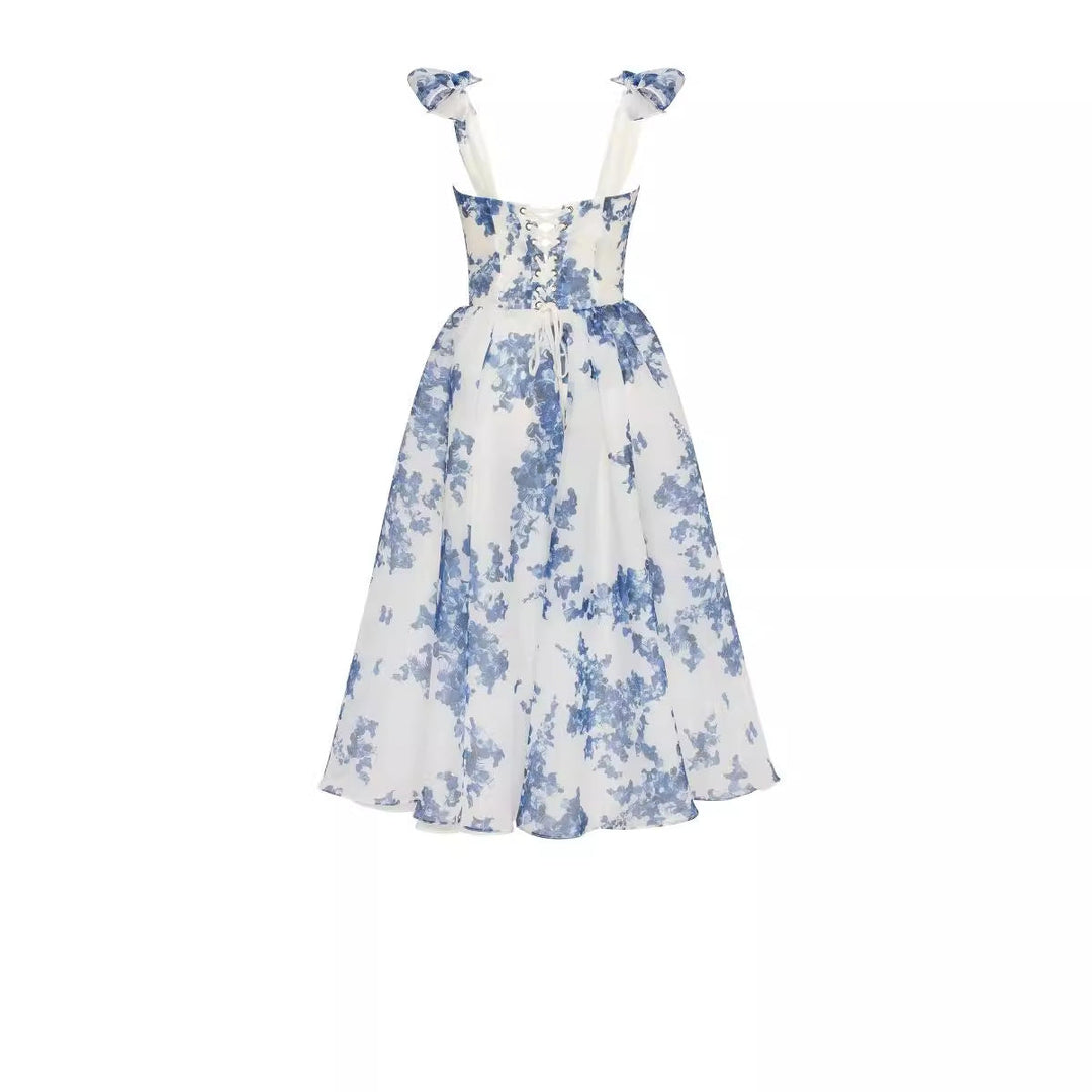 Damen Midikleid mit floralem Spitzenoberteil und zarten Rüschendetails