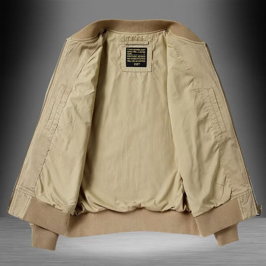 Herren Baumwoll-Canvas Bomberjacke mit Ärmeltasche und Rippbündchen Shop Nory