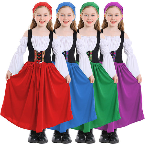 Damen nan mittelalterliches Mädchenkostüm mit Schnürmieder und Kopftuch Shop Nory