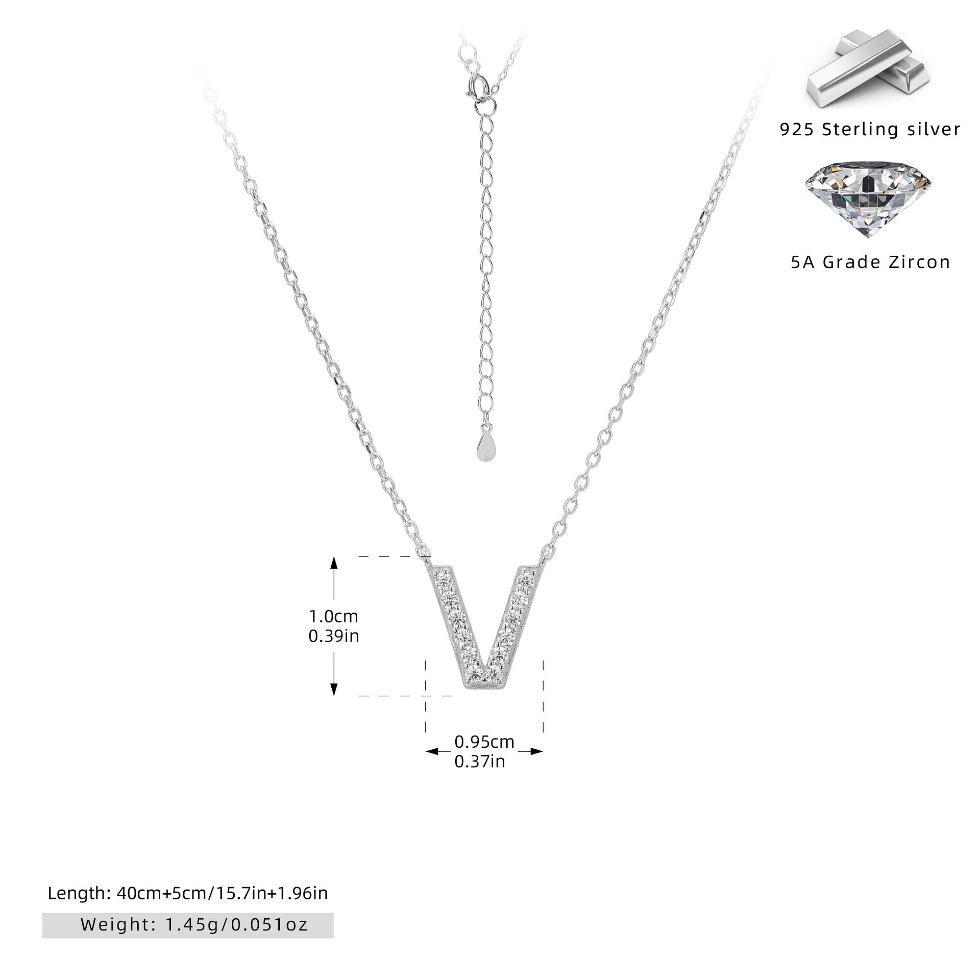 Damen Halskette mit Z-Anhänger und funkelnden Zirkonia Shop Nory