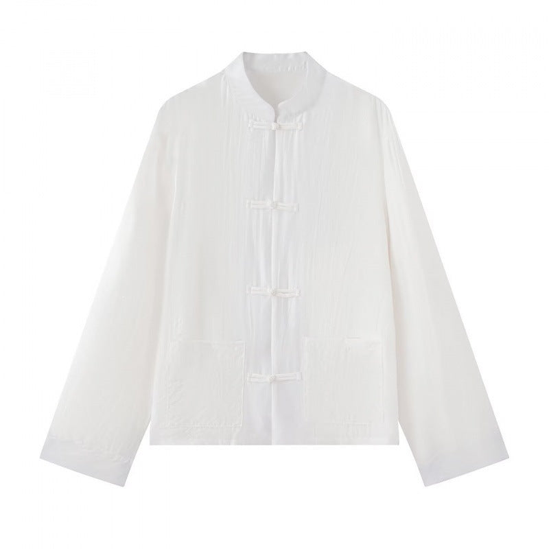 Unisex Leichte Baumwoll-Tunika mit Stehkragen und traditioneller Froschknopf‑Verschluss Shop Nory