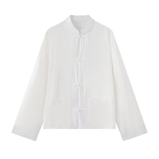 Unisex Leichte Baumwoll-Tunika mit Stehkragen und traditioneller Froschknopf‑Verschluss Shop Nory