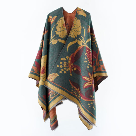 Damen Floraler Jacquard-Überwurf im kastigen Kimono-Fall mit feiner Fransenkante Shop Nory