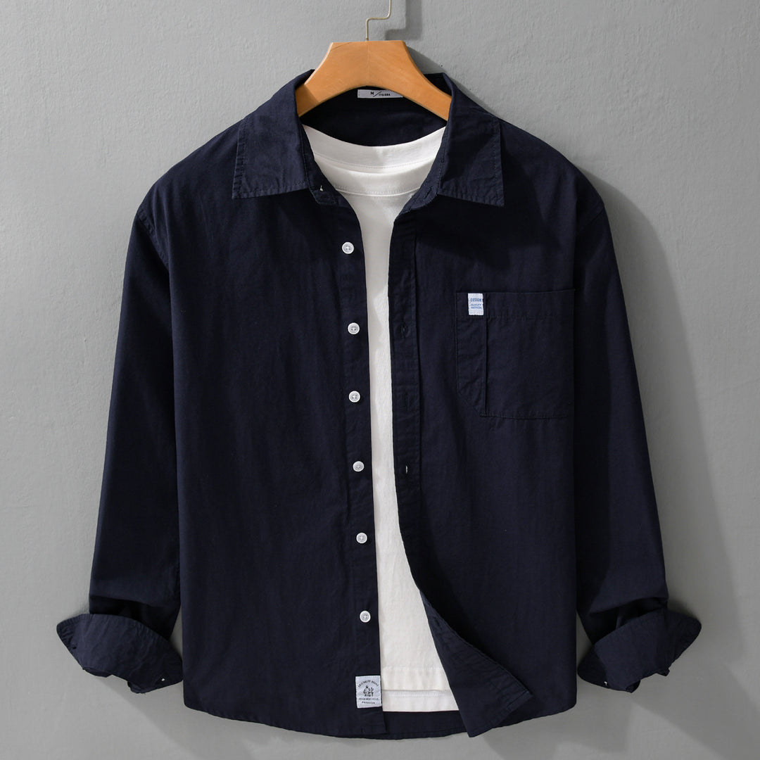 Herren Baumwoll-Overshirt im Layering‑Look mit Kentkragen und aufgesetzter Brusttasche Shop Nory