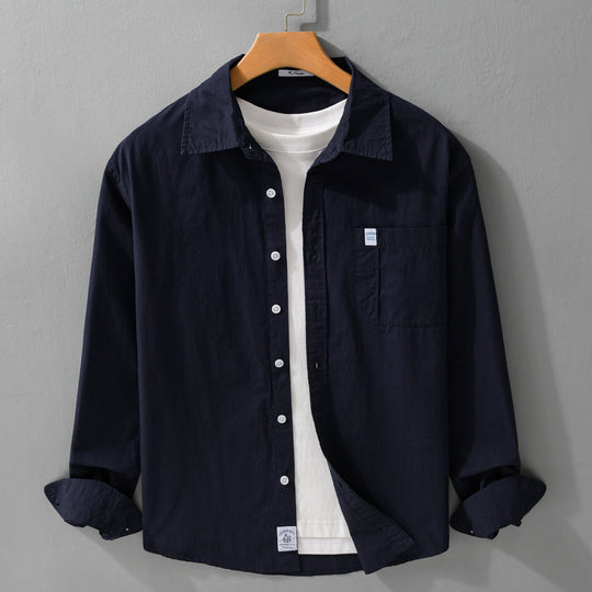 Herren Baumwoll-Overshirt im Layering‑Look mit Kentkragen und aufgesetzter Brusttasche Shop Nory