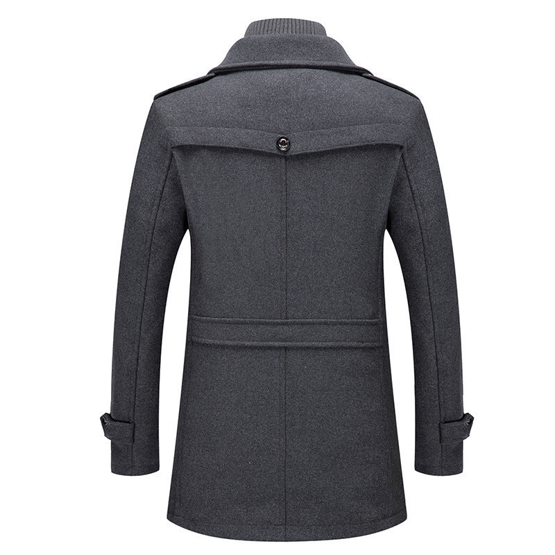 Herren nan eleganter zweireihiger Wollmantel mit abnehmbarem Strickkragen und verdecktem Reißverschluss Shop Nory