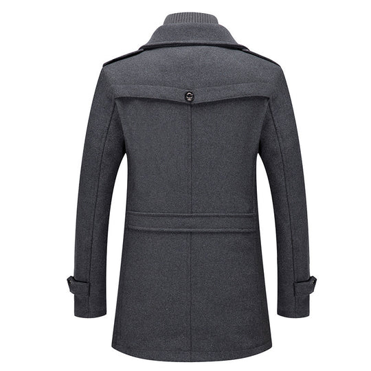 Herren nan eleganter zweireihiger Wollmantel mit abnehmbarem Strickkragen und verdecktem Reißverschluss Shop Nory
