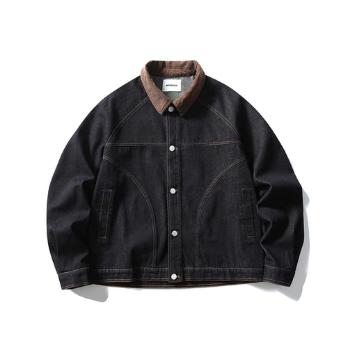 Herren Boxy-Jeansblouson mit Cordkragen und Druckknopfleiste Shop Nory