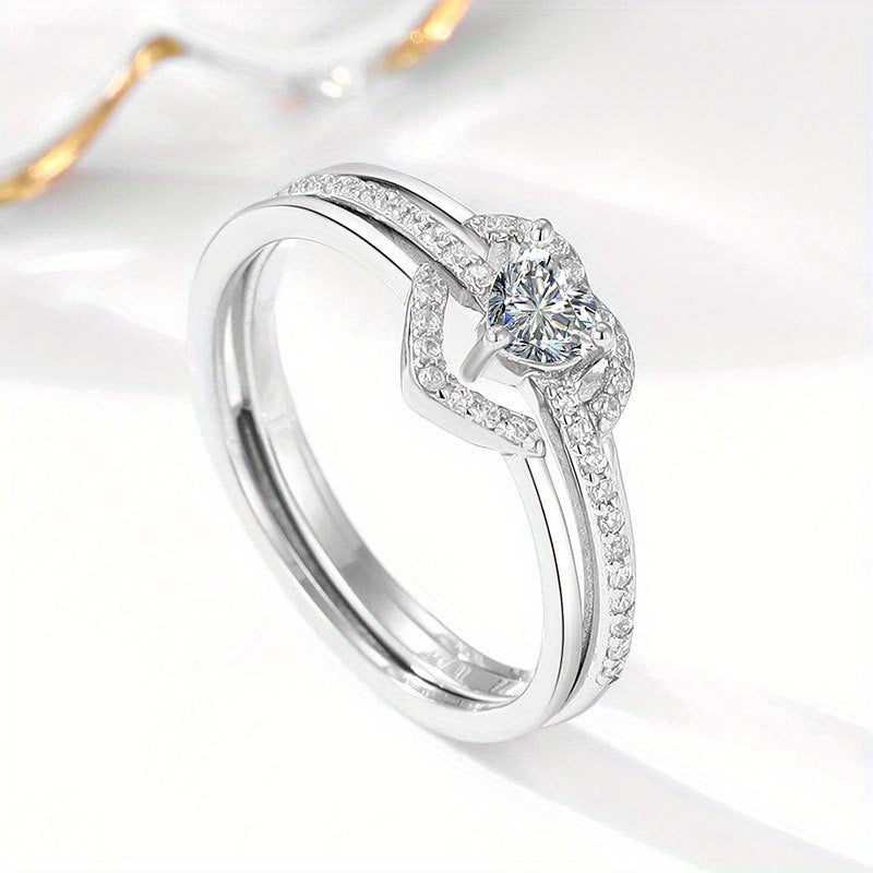 Damen Verlobungsring mit stilvollem Herzdesign und funkelnden Zirkonia-Steinen Shop Nory
