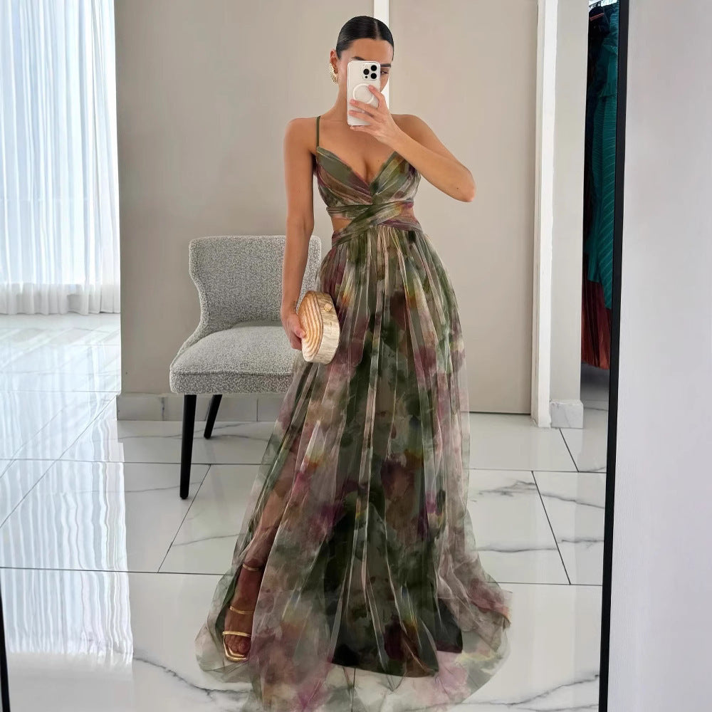 Damen Abendkleid mit fließendem Chiffon und eleganter Wickeloptik