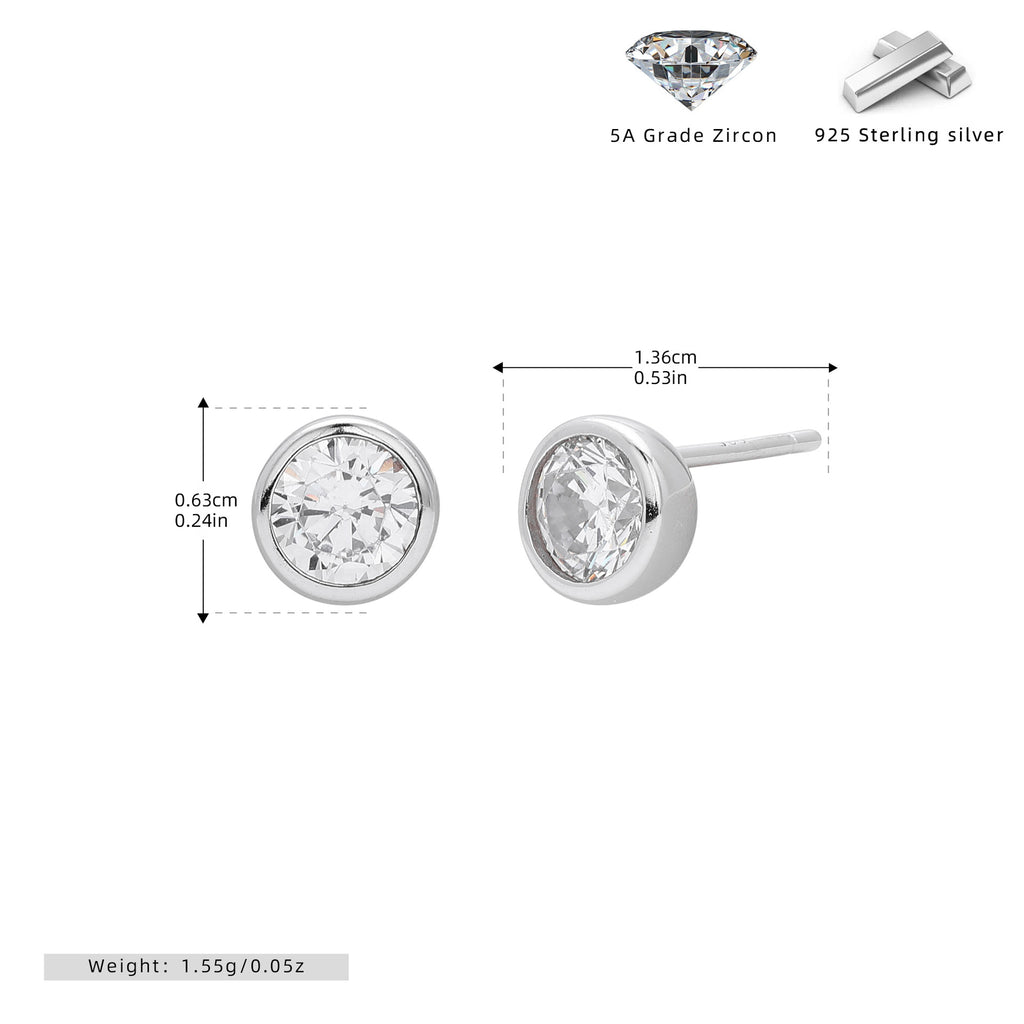 Damen Ohrstecker aus 925 Sterling Silber mit funkelnden 5A Zirkonsteinen Shop Nory