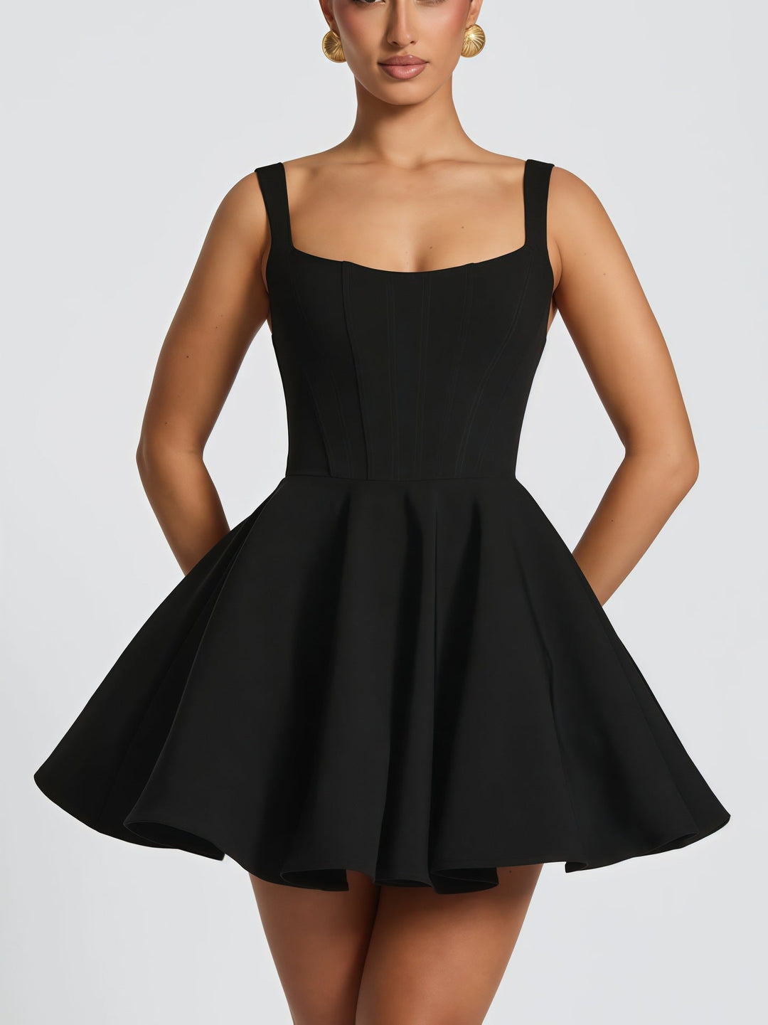 Damen Verspieltes Minikleid mit großem Schleifendetail und schwingendem Rock