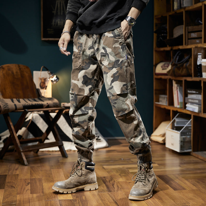 Herren Camouflage-Cargo-Jogger mit elastischem Bund, Utility-Taschen und Kordelzug Shop Nory