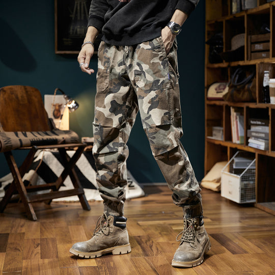 Herren Camouflage-Cargo-Jogger mit elastischem Bund, Utility-Taschen und Kordelzug Shop Nory