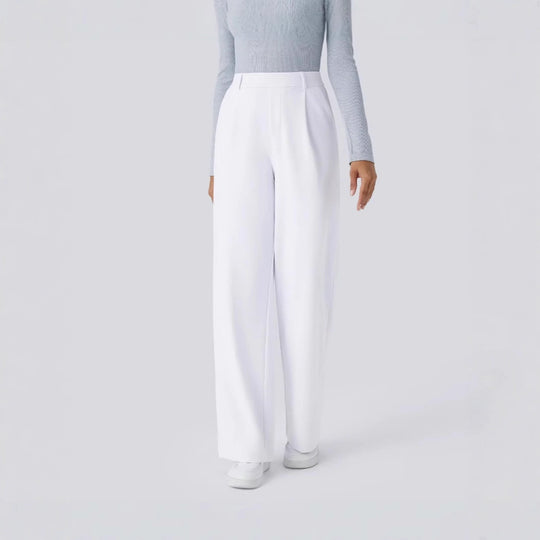 Damen Elegante High‑Waist Palazzo‑Hose mit vorderen Bundfalten und Eingrifftaschen Shop Nory