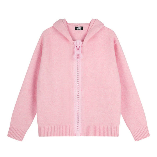 Damen Kapuzen-Strickjacke mit übergroßem Reißverschluss und softem Mohair-Mix Shop Nory