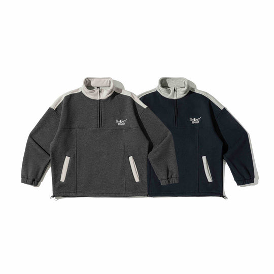 Unisex Halbzip-Sweatshirt im Oversize-Boxy-Schnitt mit hohem Stehkragen und Kängurutasche Shop Nory