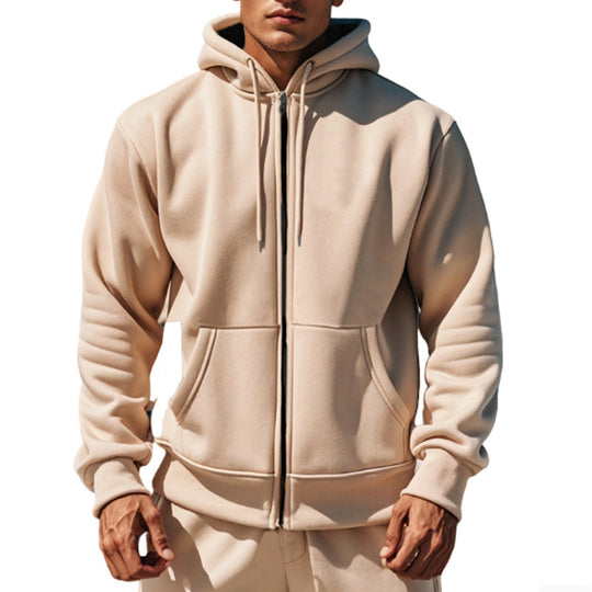 Herren Kapuzen-Sweatjacke mit durchgehendem Reißverschluss, Kängurutasche und verstellbarer Kapuze Shop Nory