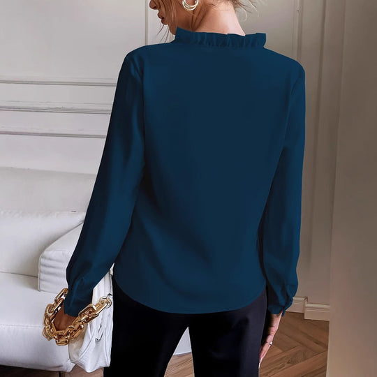 Damen Bluse mit eleganter Rüschendetail und modernem V-Ausschnitt Shopnory