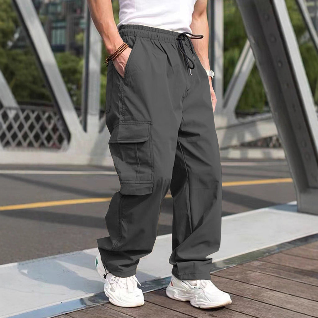 Herren moderne Cargohose mit elastischem Bund und multifunktionalen Taschen