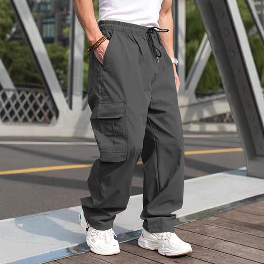 Herren moderne Cargohose mit elastischem Bund und multifunktionalen Taschen