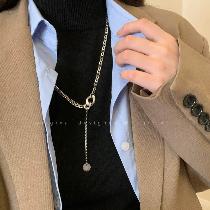 Damen Halskette mit doppelter Gliederung und modernem Anhänger Shop Nory