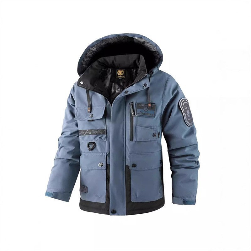 Herren Multifunktionale Fieldjacke mit Kapuze und Multi‑Taschen, wetterfeste Softshell‑Utilityjacke Shop Nory