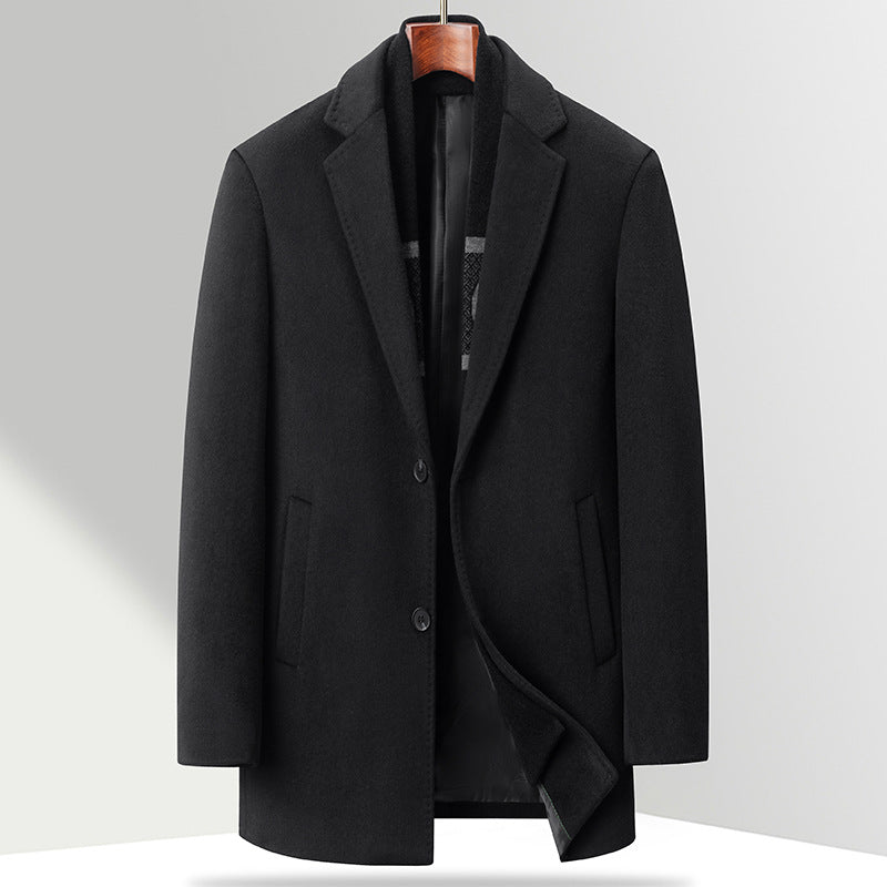 Herren Moderner Business-Übermantel aus Wollmischung mit schmalem Revers und Thermofutter Shop Nory