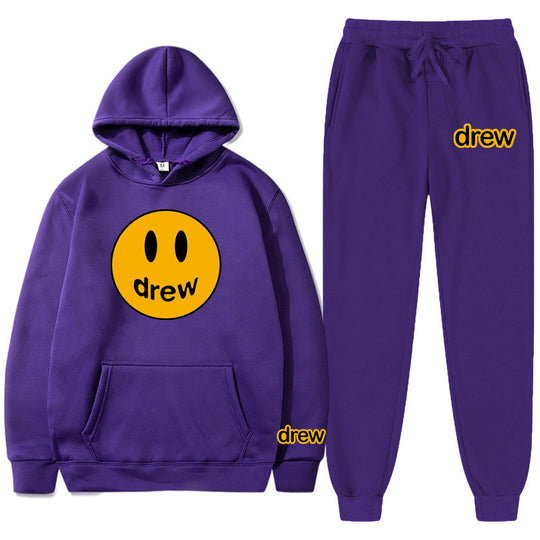 Unisex nan zweiteiliges Lounge-Set aus French-Terry mit Smiley-Print Kapuzenpullover und tapered Jogginghose Shop Nory