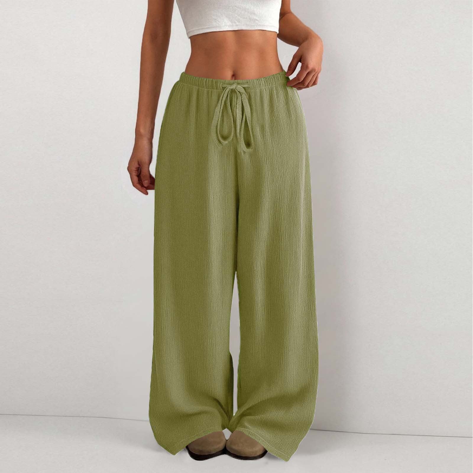 Damen Weite Sommerhose aus leichtem Stoff mit Gummizug